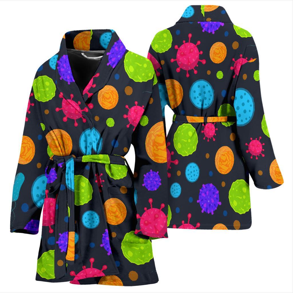 Bacteria Virus Pattern Print Women Long Robe-grizzshop