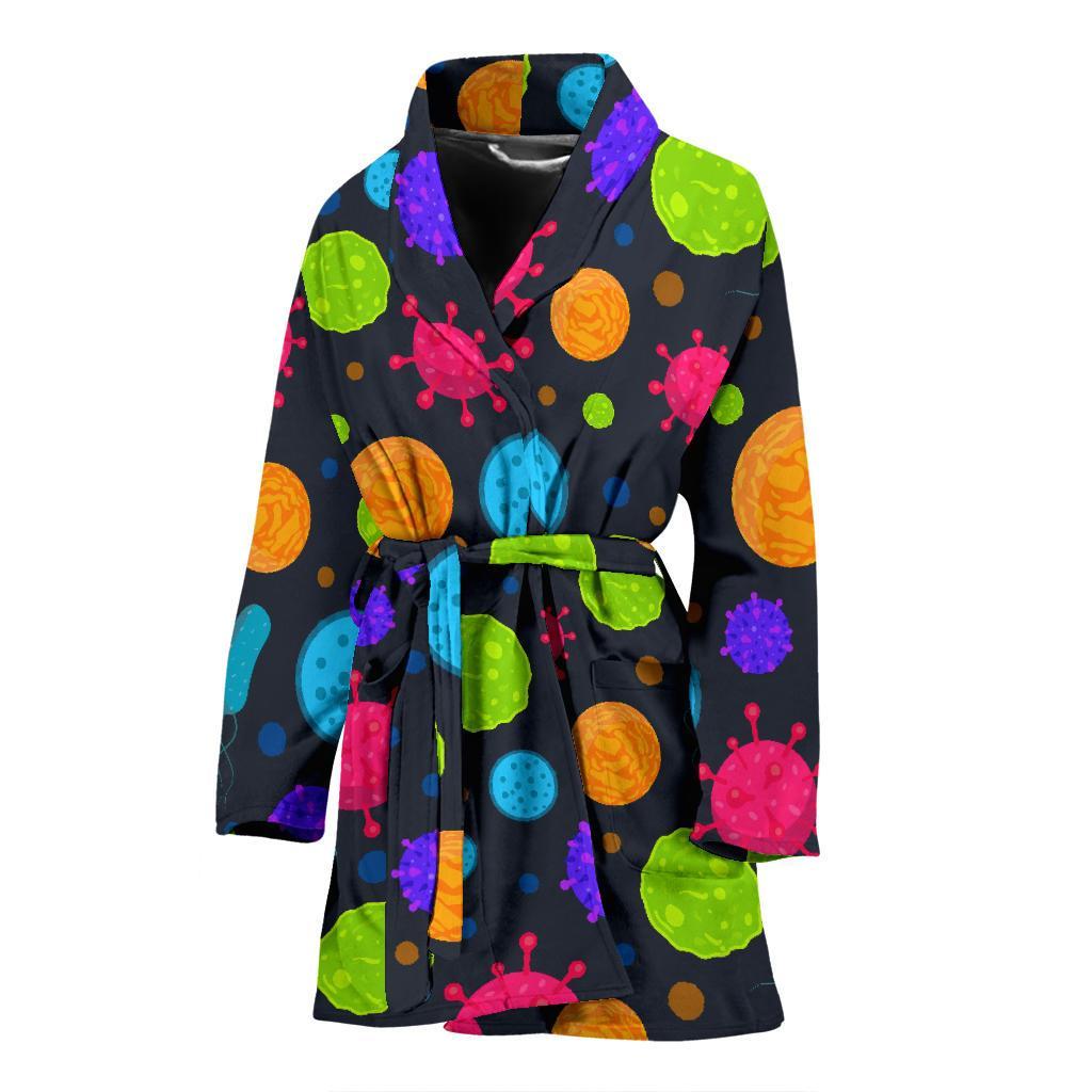 Bacteria Virus Pattern Print Women Long Robe-grizzshop
