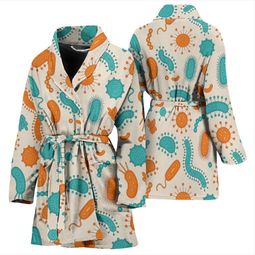 Bacteria Virus Print Pattern Women Long Robe-grizzshop