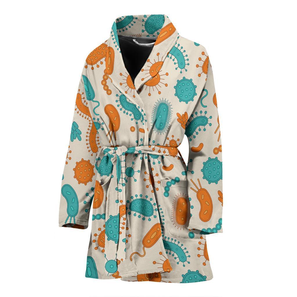 Bacteria Virus Print Pattern Women Long Robe-grizzshop