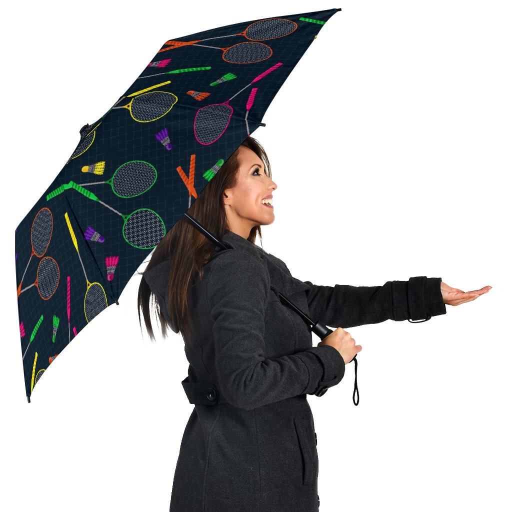 Badminton Colorful Pattern Print Automatic Foldable Umbrella-grizzshop