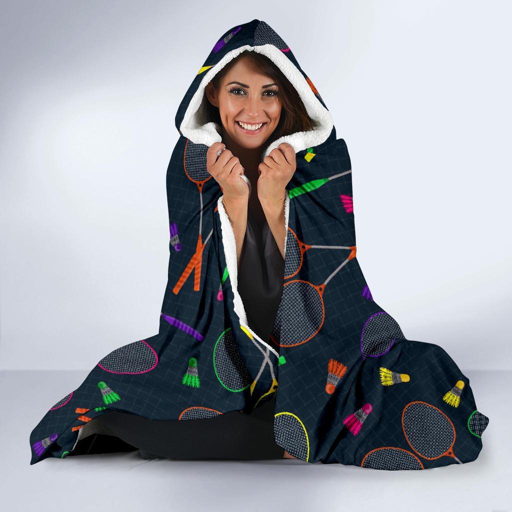 Badminton Colorful Pattern Print Hooded Blanket-grizzshop