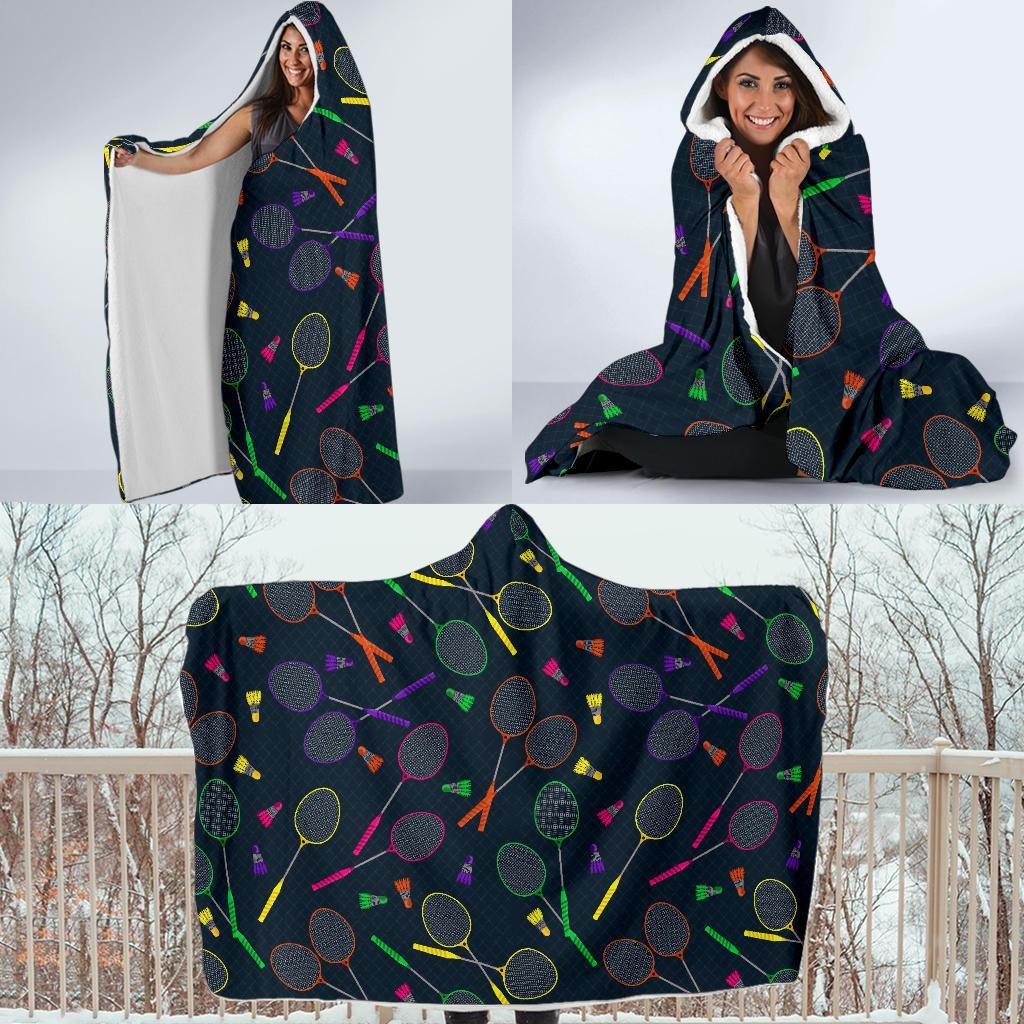 Badminton Colorful Pattern Print Hooded Blanket-grizzshop