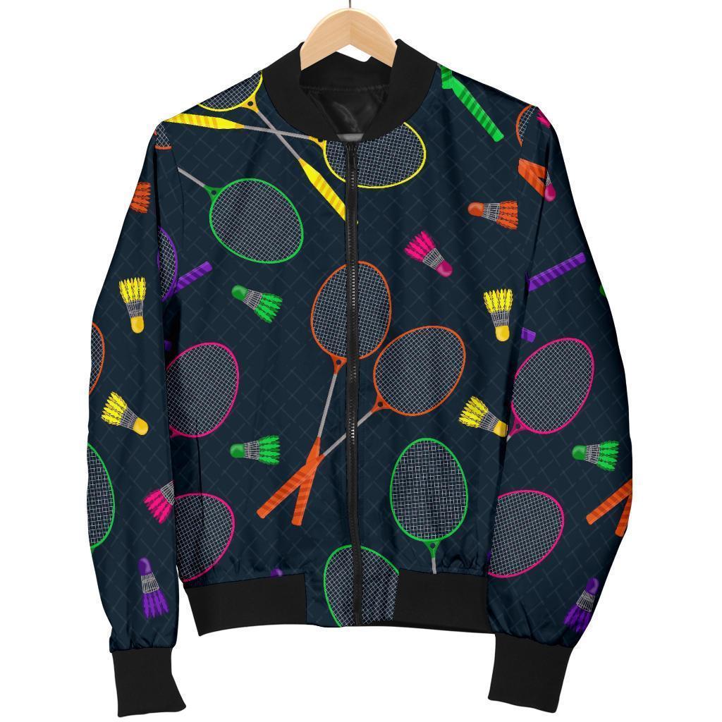 Badminton Colorful Pattern Print Women Casual Bomber Jacket-grizzshop