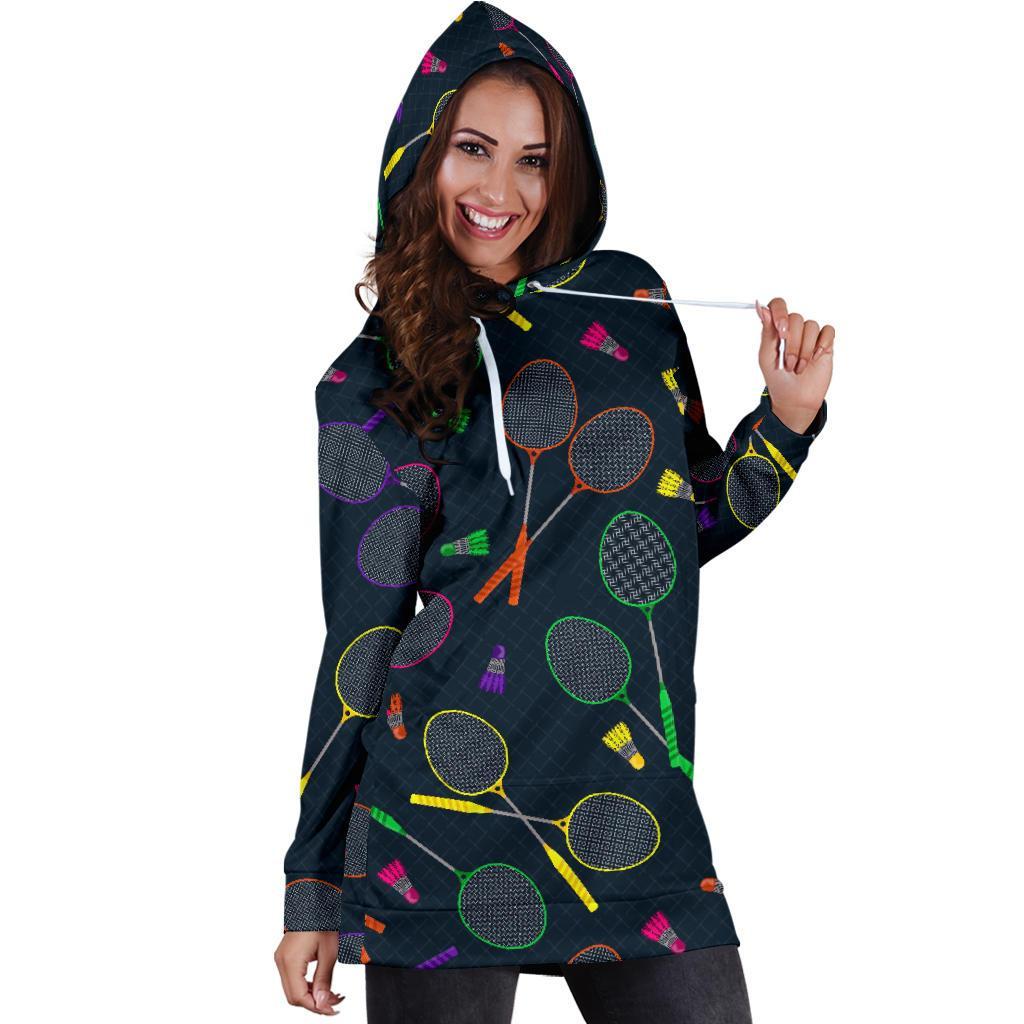 Badminton Colorful Pattern Print Women Hoodie Dress-grizzshop