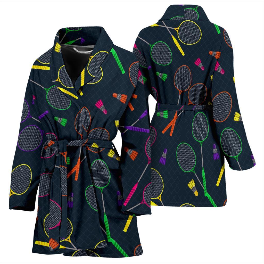 Badminton Colorful Pattern Print Women Long Robe-grizzshop