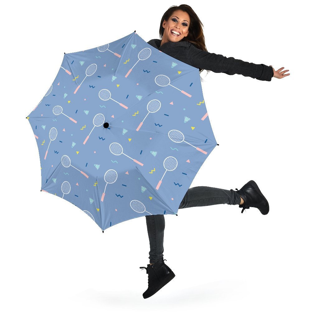 Badminton Cute Print Pattern Automatic Foldable Umbrella-grizzshop