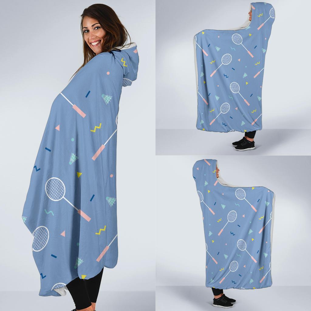 Badminton Cute Print Pattern Hooded Blanket-grizzshop