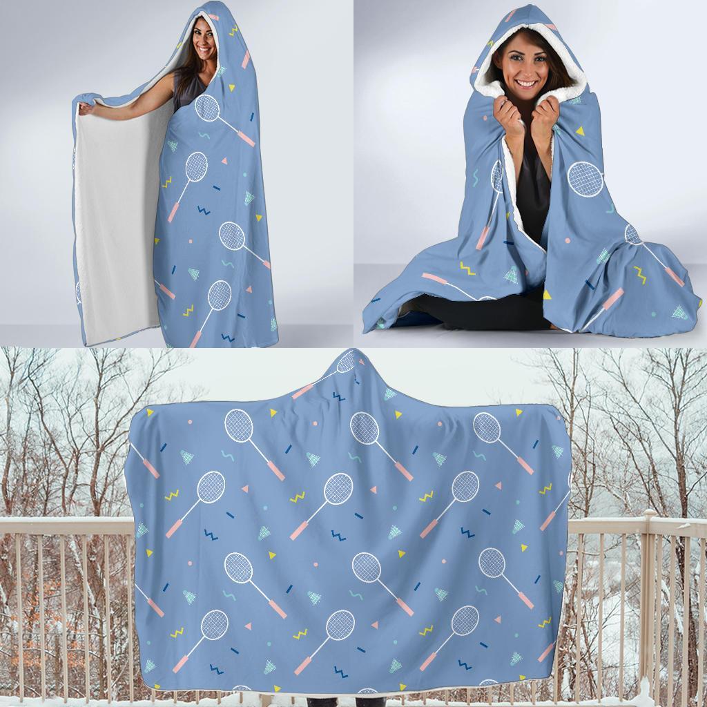 Badminton Cute Print Pattern Hooded Blanket-grizzshop