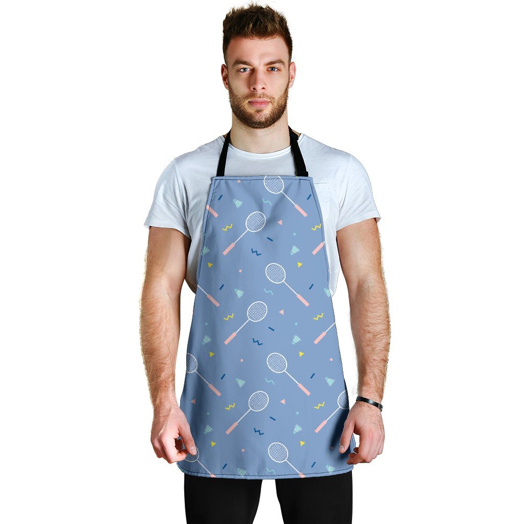 Badminton Cute Print Pattern Men's Apron-grizzshop