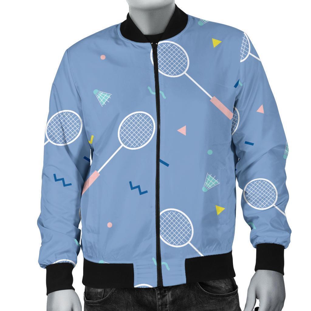 Badminton Cute Print Pattern Men's Bomber Jacket-grizzshop