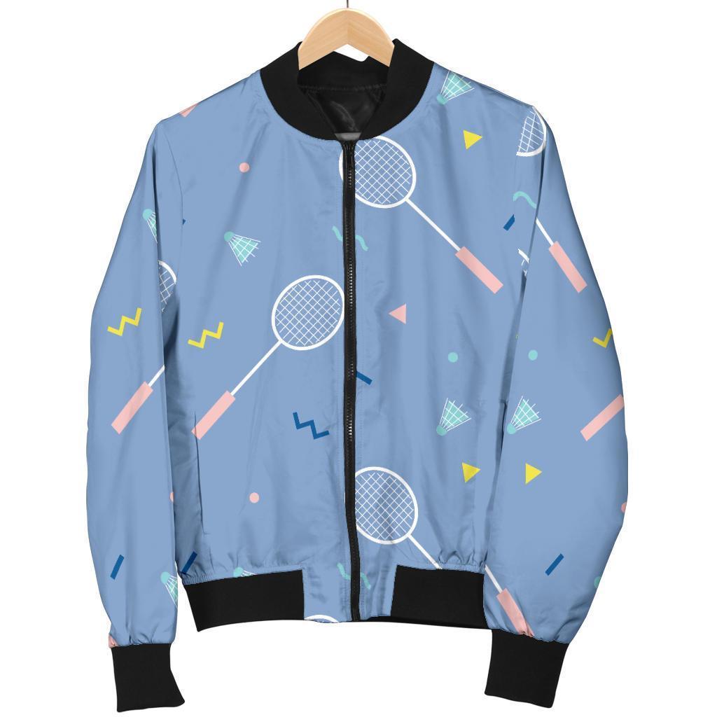 Badminton Cute Print Pattern Women Casual Bomber Jacket-grizzshop