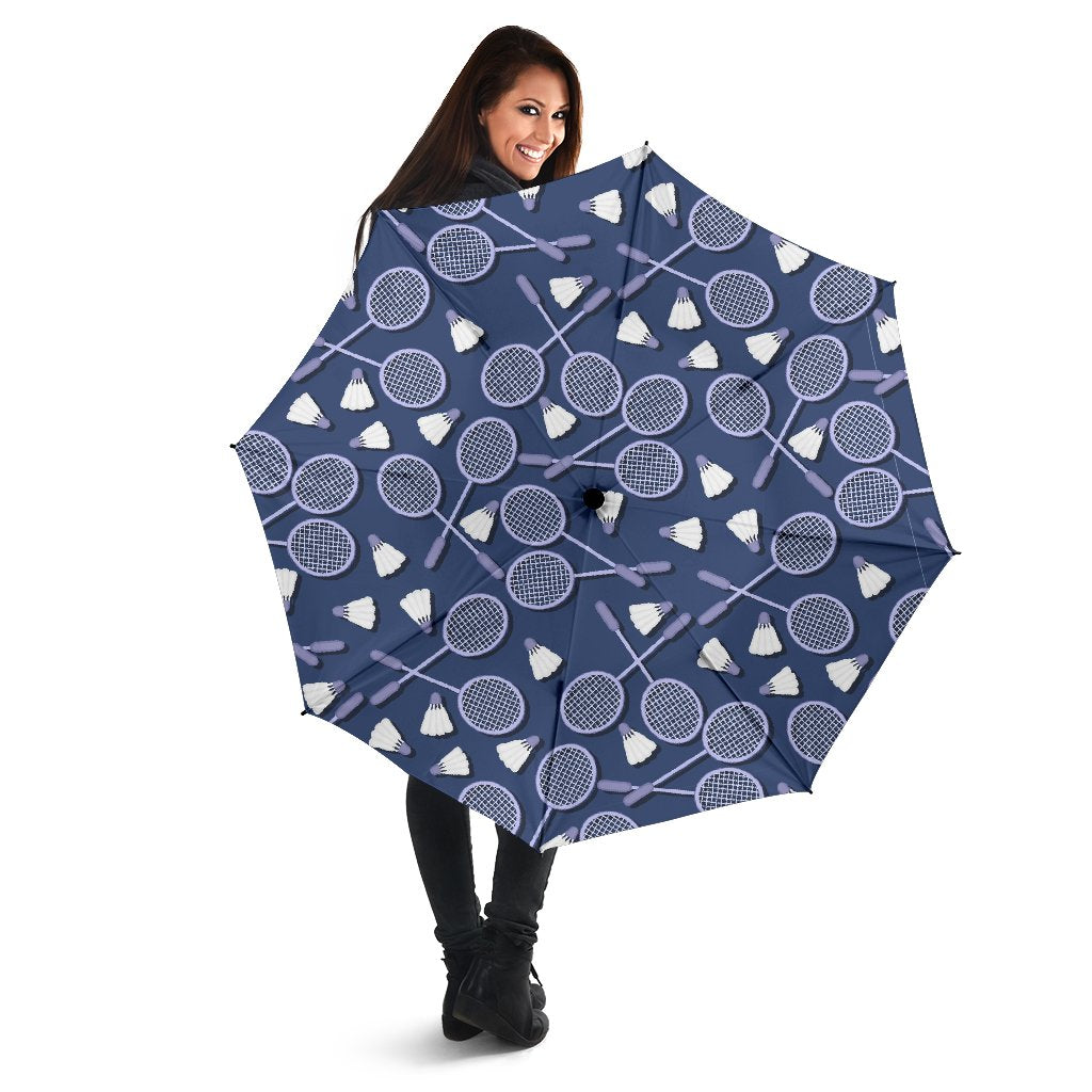 Badminton Pattern Print Automatic Foldable Umbrella-grizzshop