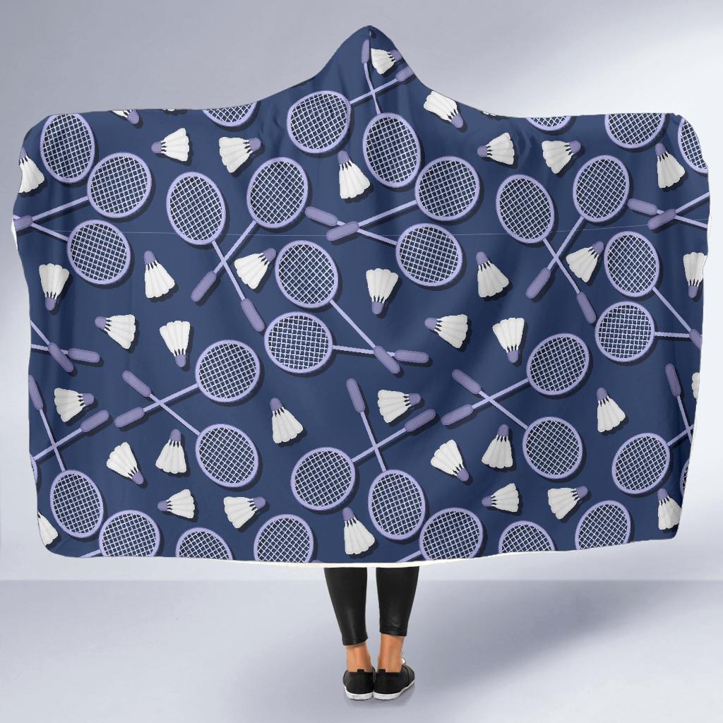 Badminton Pattern Print Hooded Blanket-grizzshop