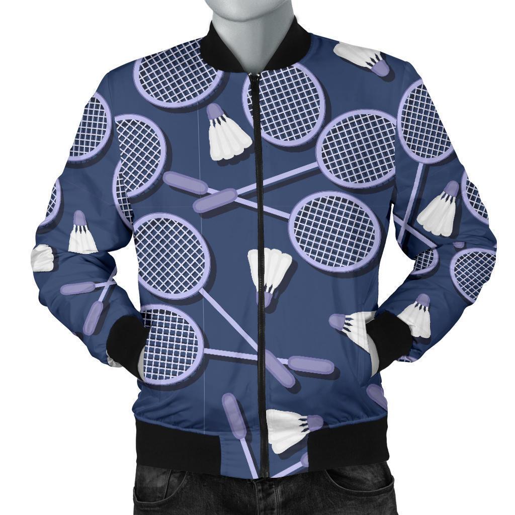 Badminton Pattern Print Men's Bomber Jacket-grizzshop