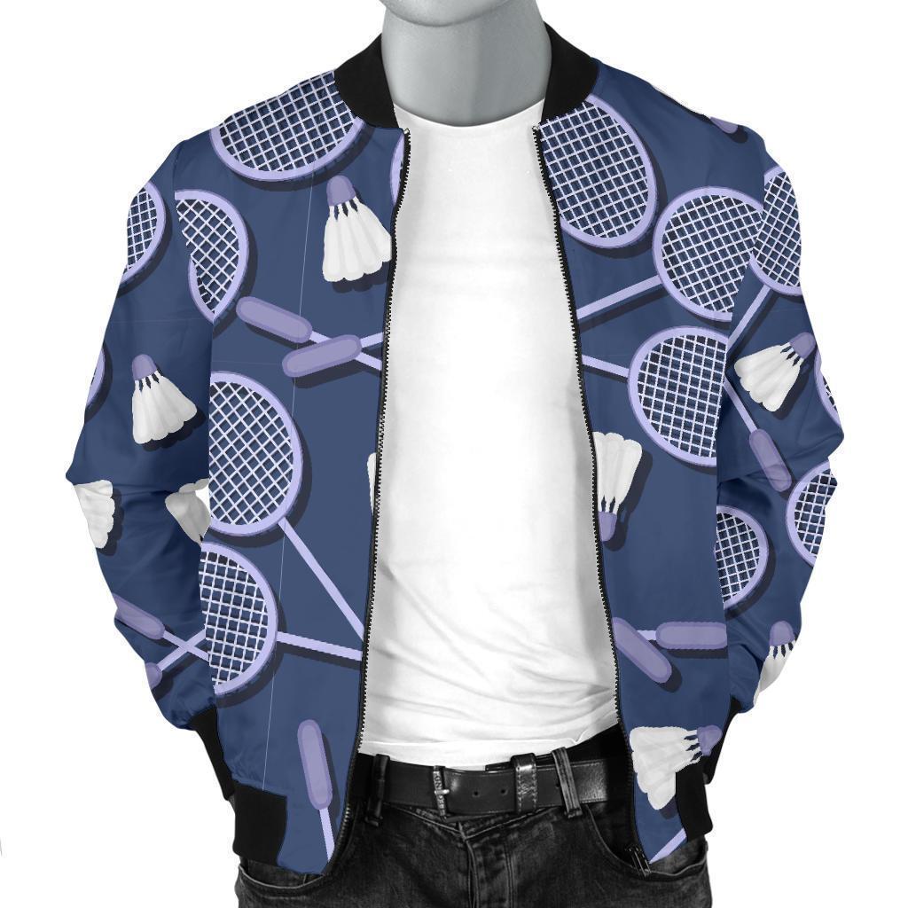Badminton Pattern Print Men's Bomber Jacket-grizzshop