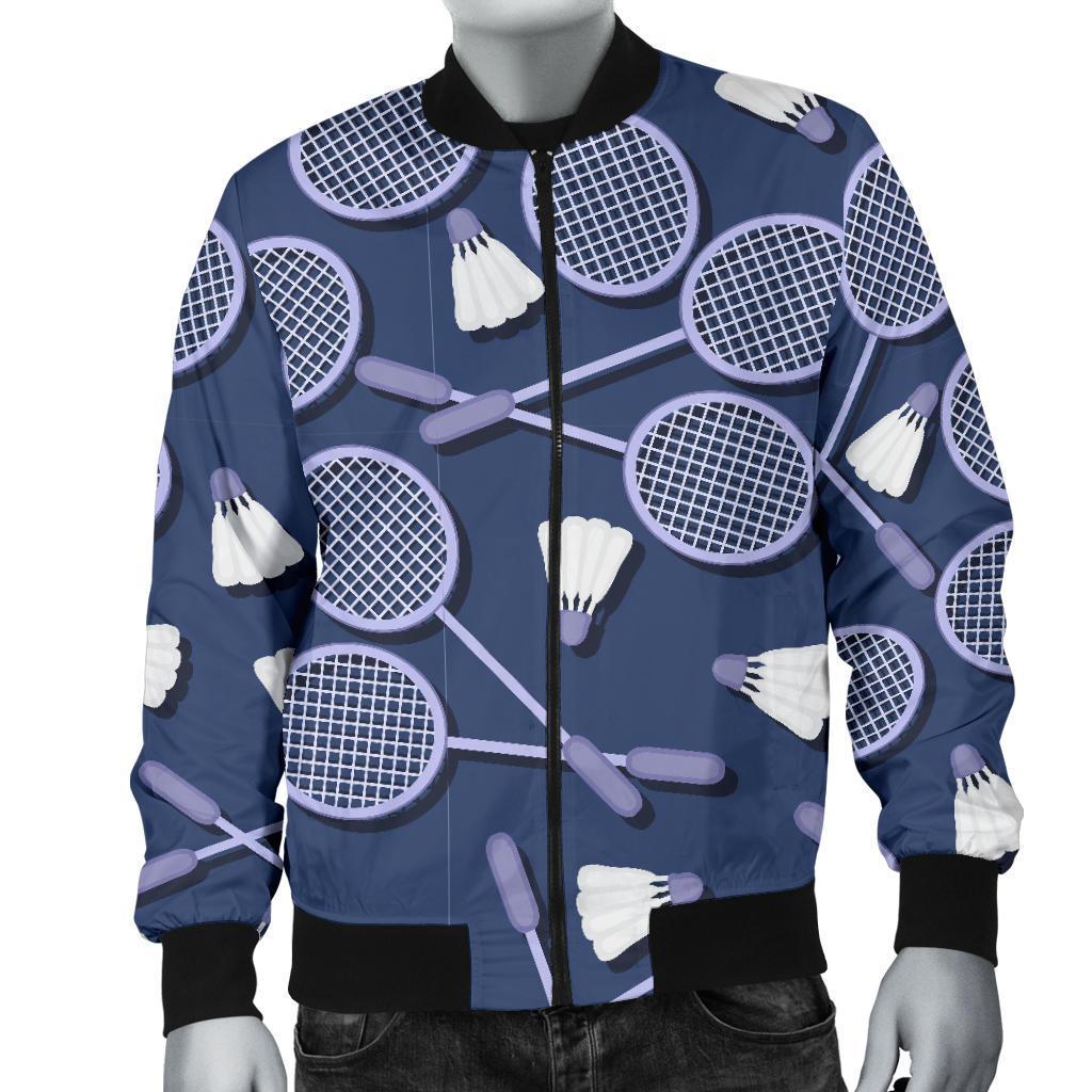 Badminton Pattern Print Men's Bomber Jacket-grizzshop