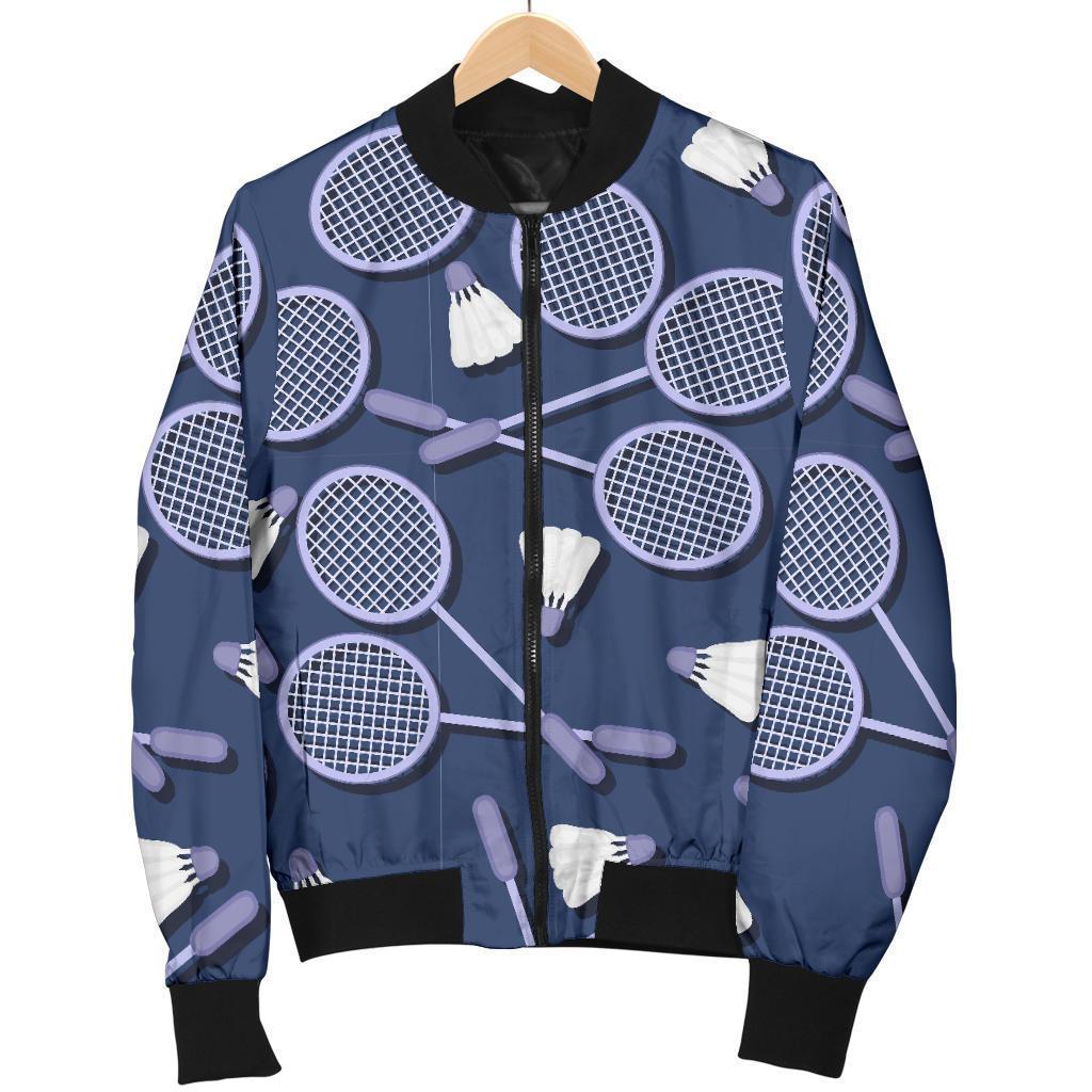 Badminton Pattern Print Men's Bomber Jacket-grizzshop