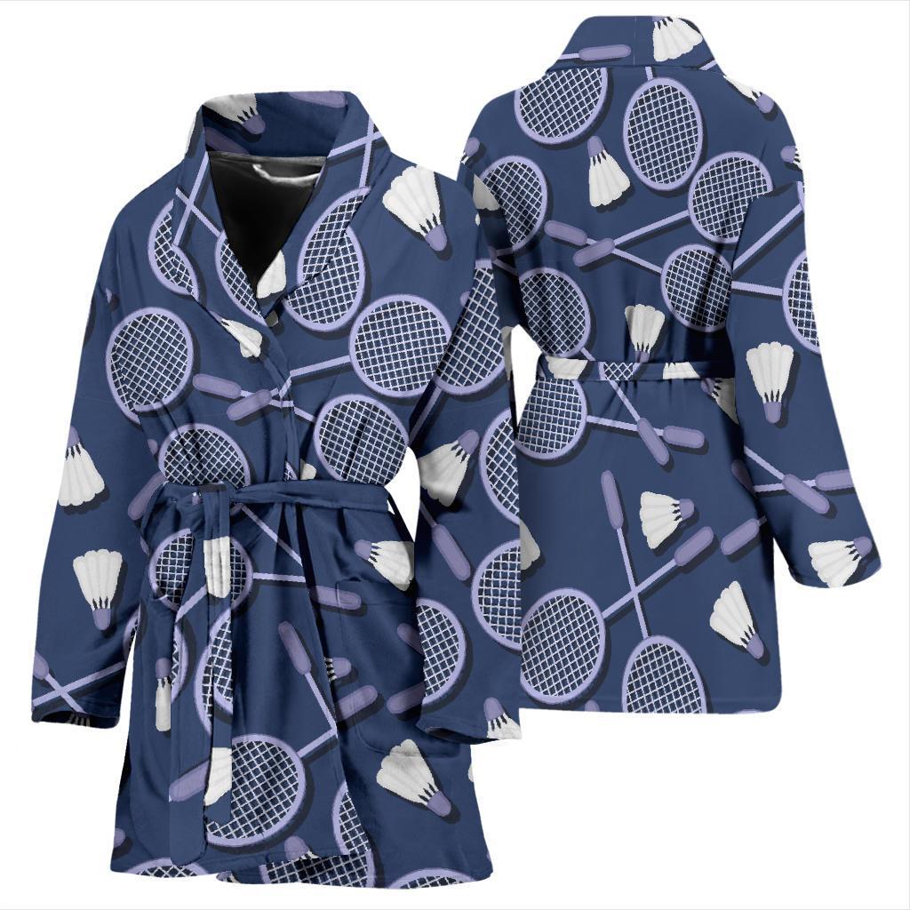 Badminton Pattern Print Women Long Robe-grizzshop