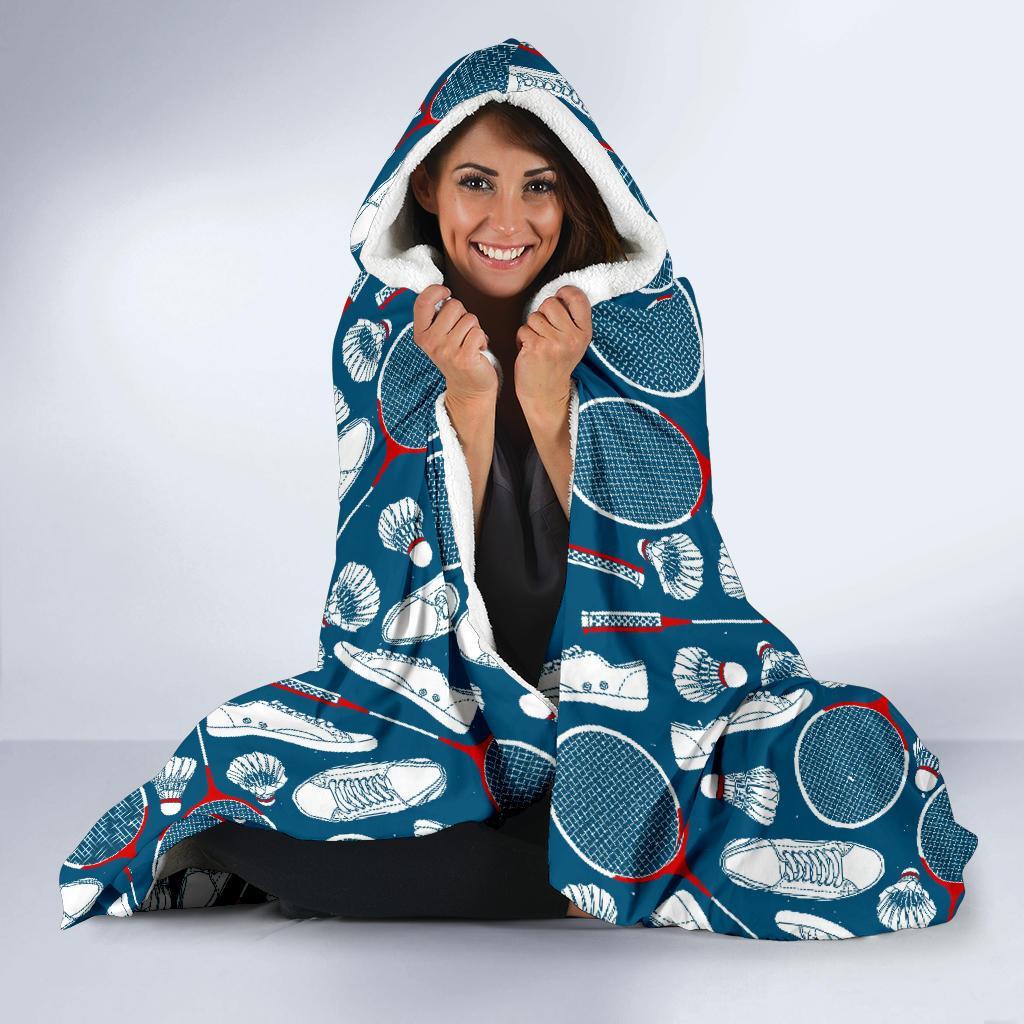 Badminton Print Pattern Hooded Blanket-grizzshop