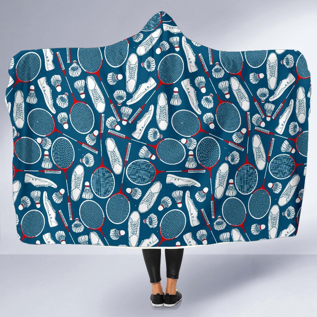 Badminton Print Pattern Hooded Blanket-grizzshop
