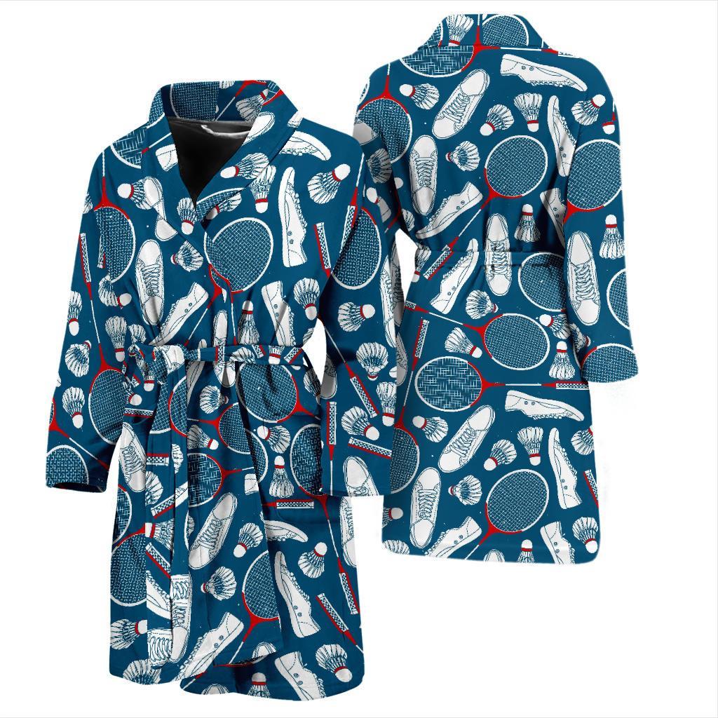 Badminton Print Pattern Men Long Robe-grizzshop