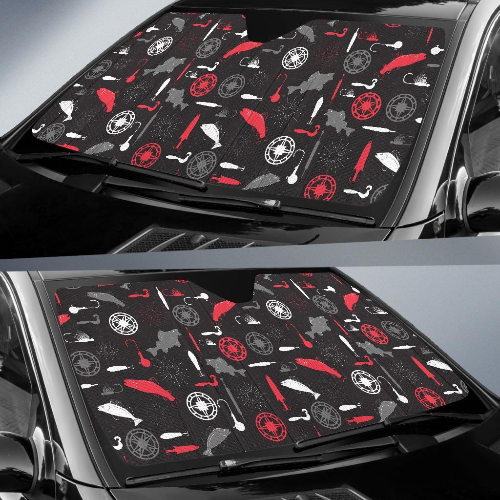 Bait Bass Fishing Pattern Print Car Sun Shade-grizzshop