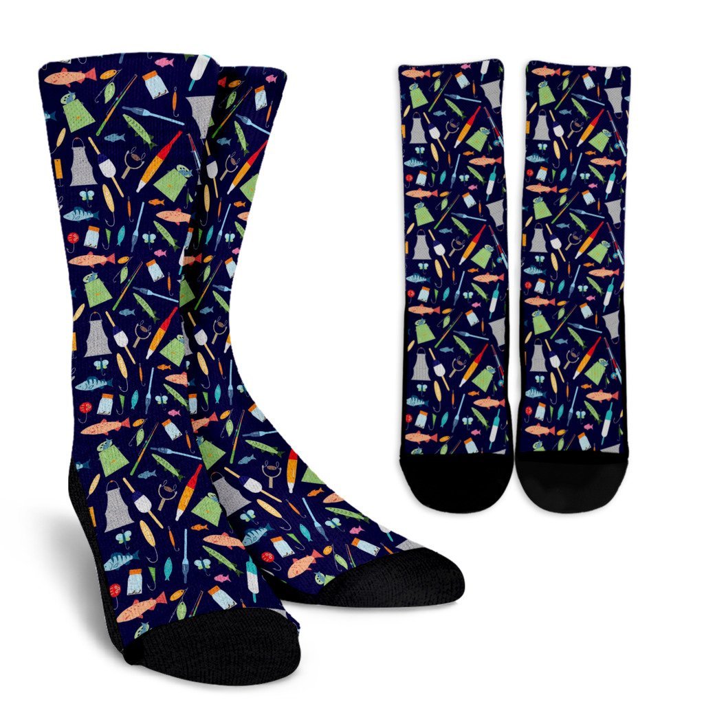 Bait Bass Fishing Print Pattern Unisex Crew Socks-grizzshop