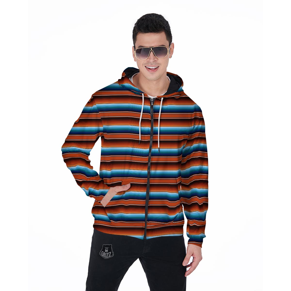 Baja Men's Zip Up Hoodie-grizzshop