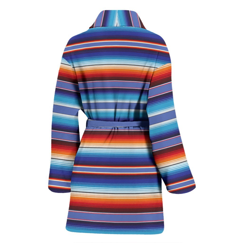 Baja Mexican Blanket Serape Pattern Print Women Long Robe-grizzshop