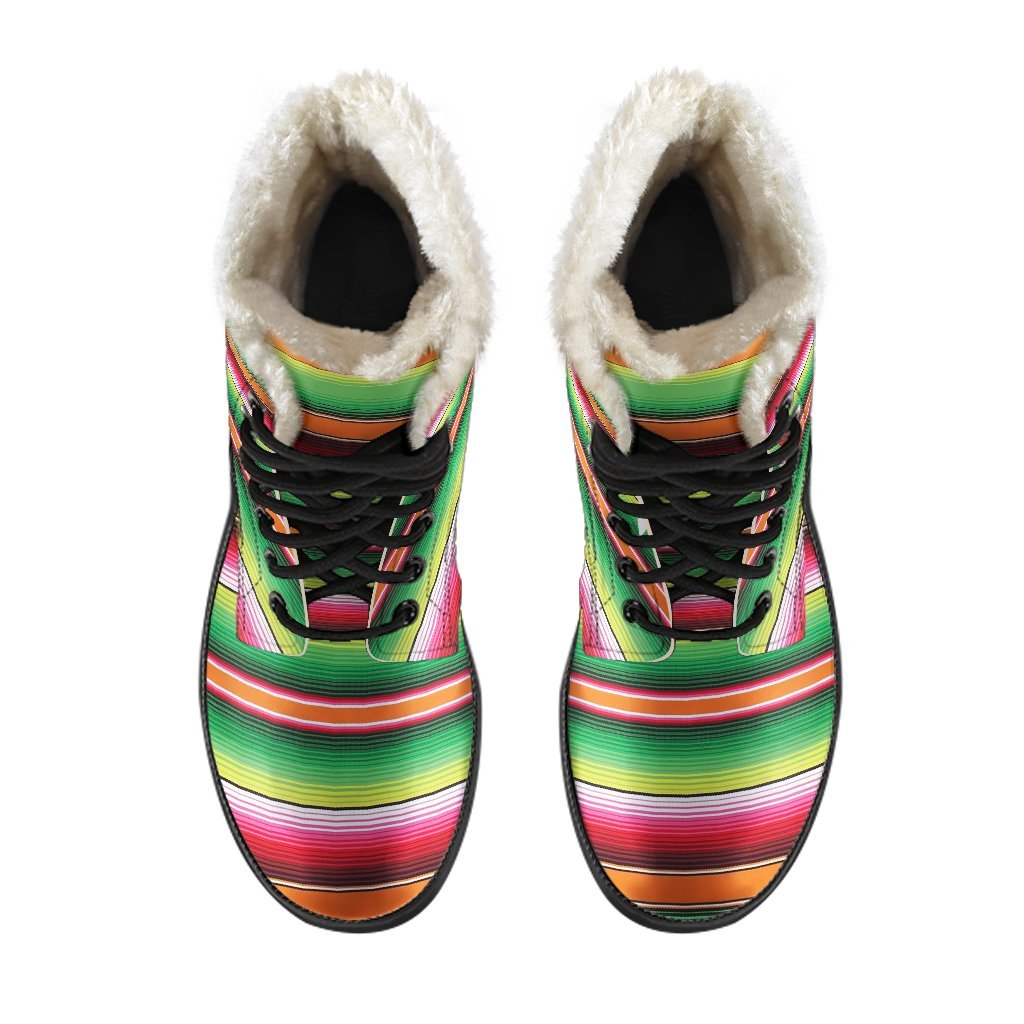 Baja Serape Mexican Blanket Pattern Print Comfy Winter Boots-grizzshop