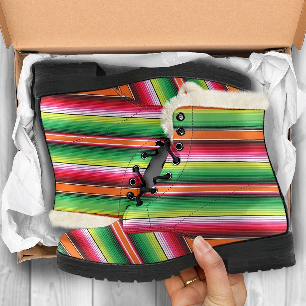 Baja Serape Mexican Blanket Pattern Print Comfy Winter Boots-grizzshop