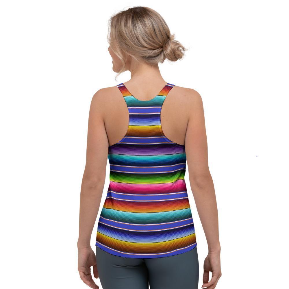 Baja Serape Mexican Women's Racerback Tank Top-grizzshop