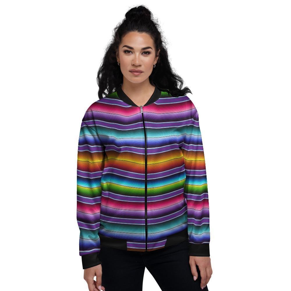 Baja Serape Print Women's Bomber Jacket-grizzshop