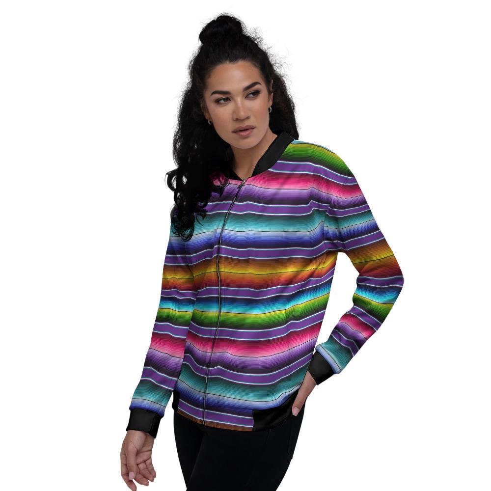 Baja Serape Print Women's Bomber Jacket-grizzshop
