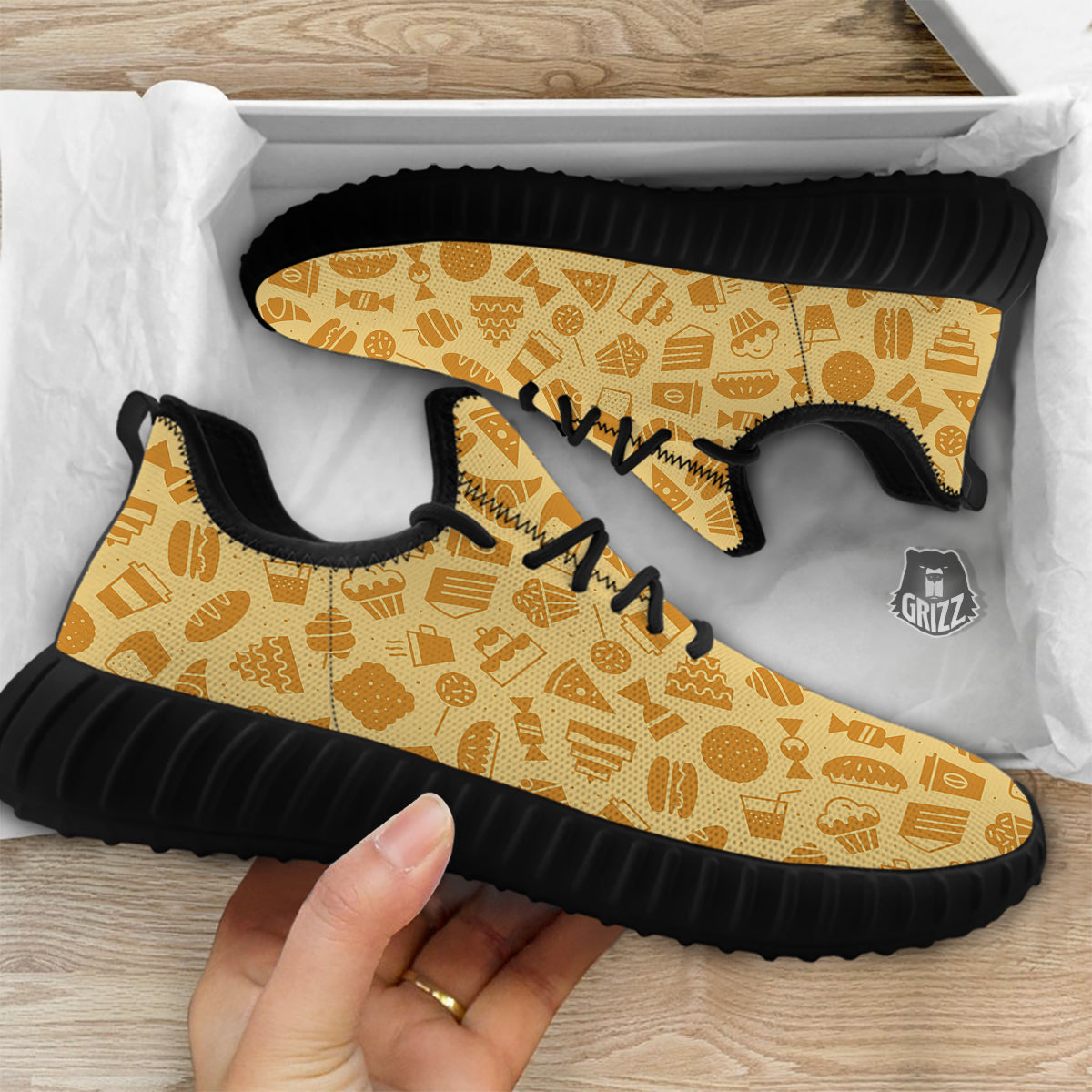Bakery And Dessert Print Pattern Black Walking Shoes-grizzshop