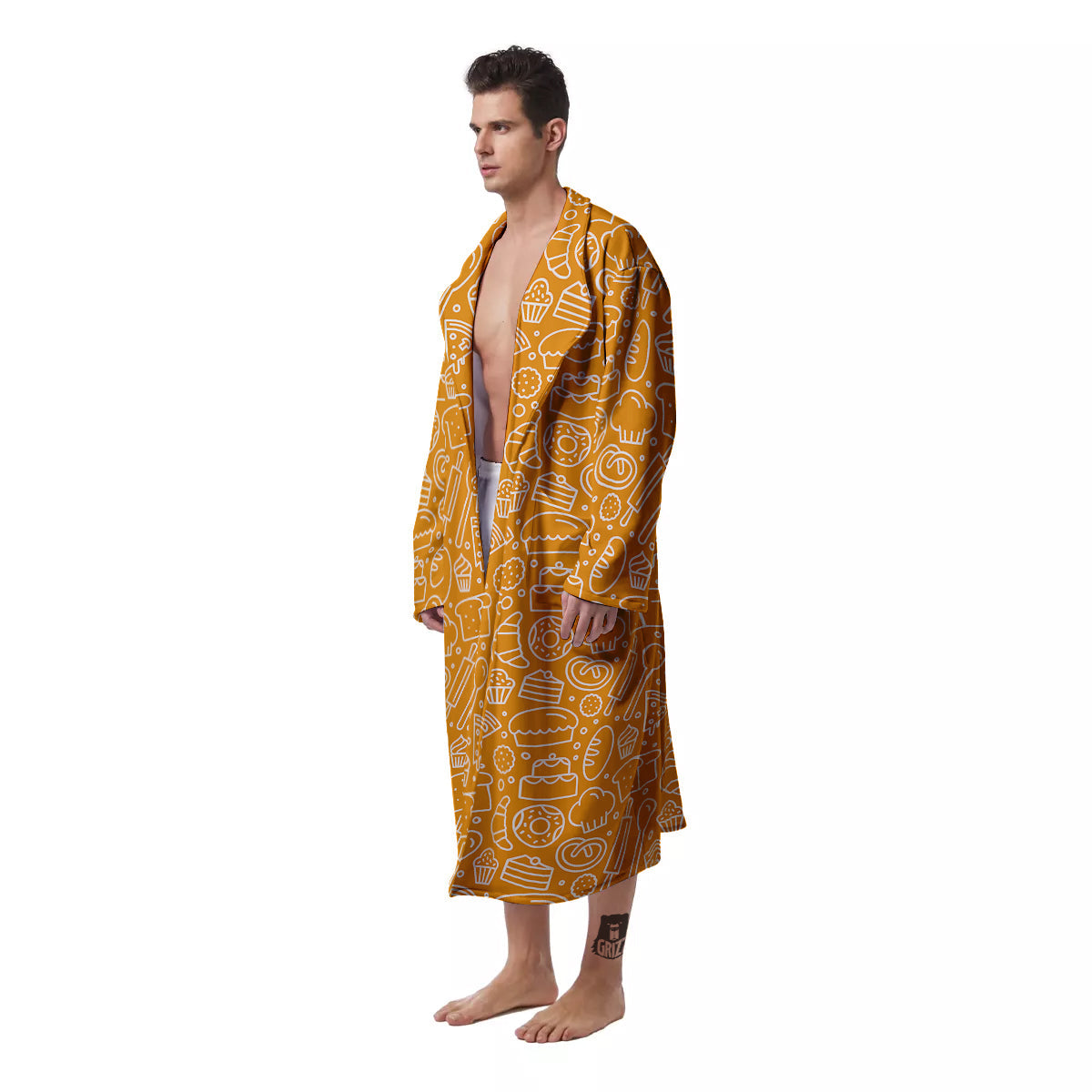 Bakery Yellow Print Pattern Men's Robe-grizzshop