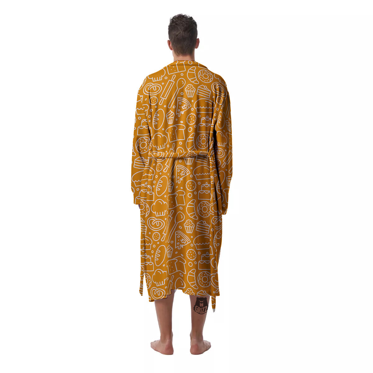 Bakery Yellow Print Pattern Men's Robe-grizzshop