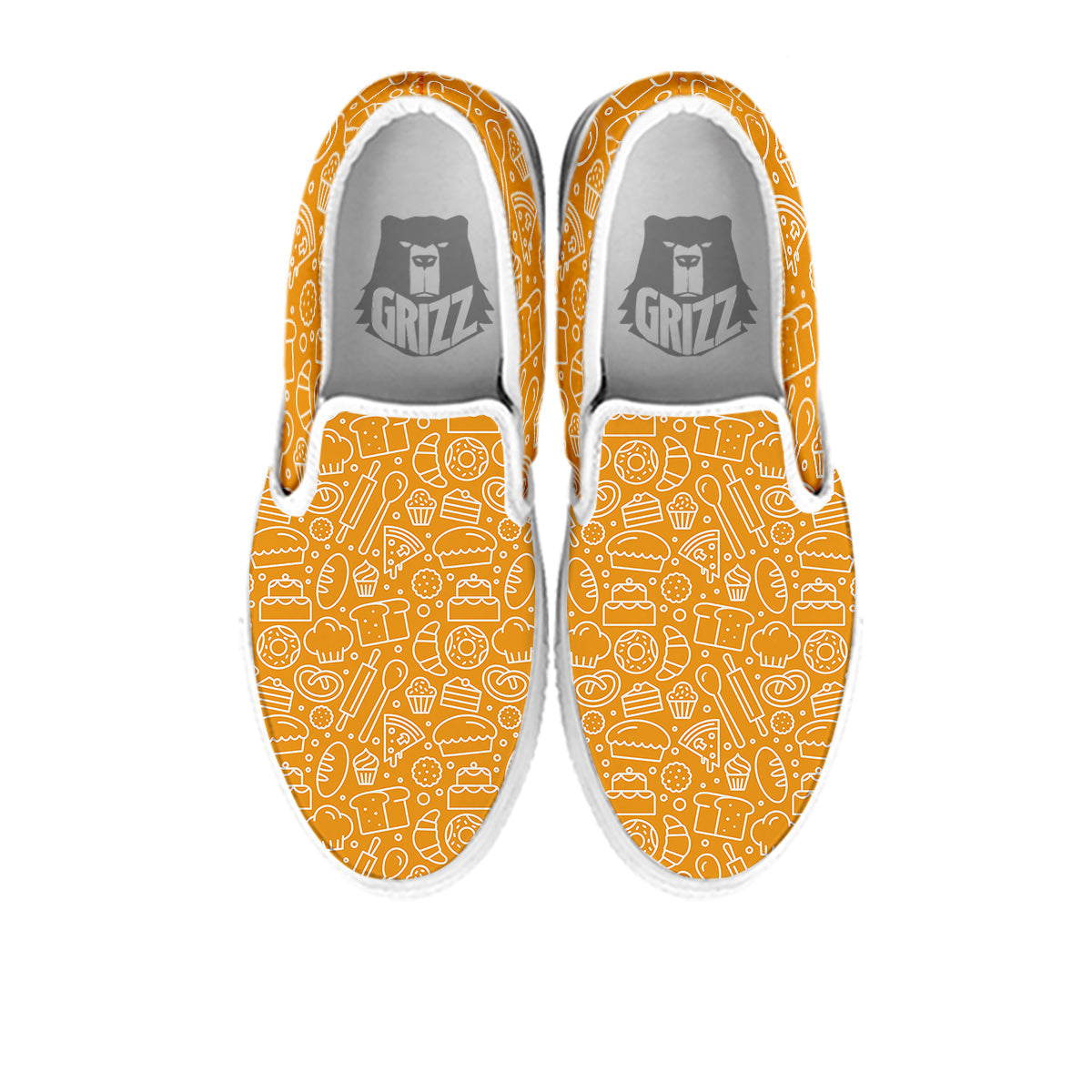 Bakery Yellow Print Pattern White Slip On Shoes-grizzshop