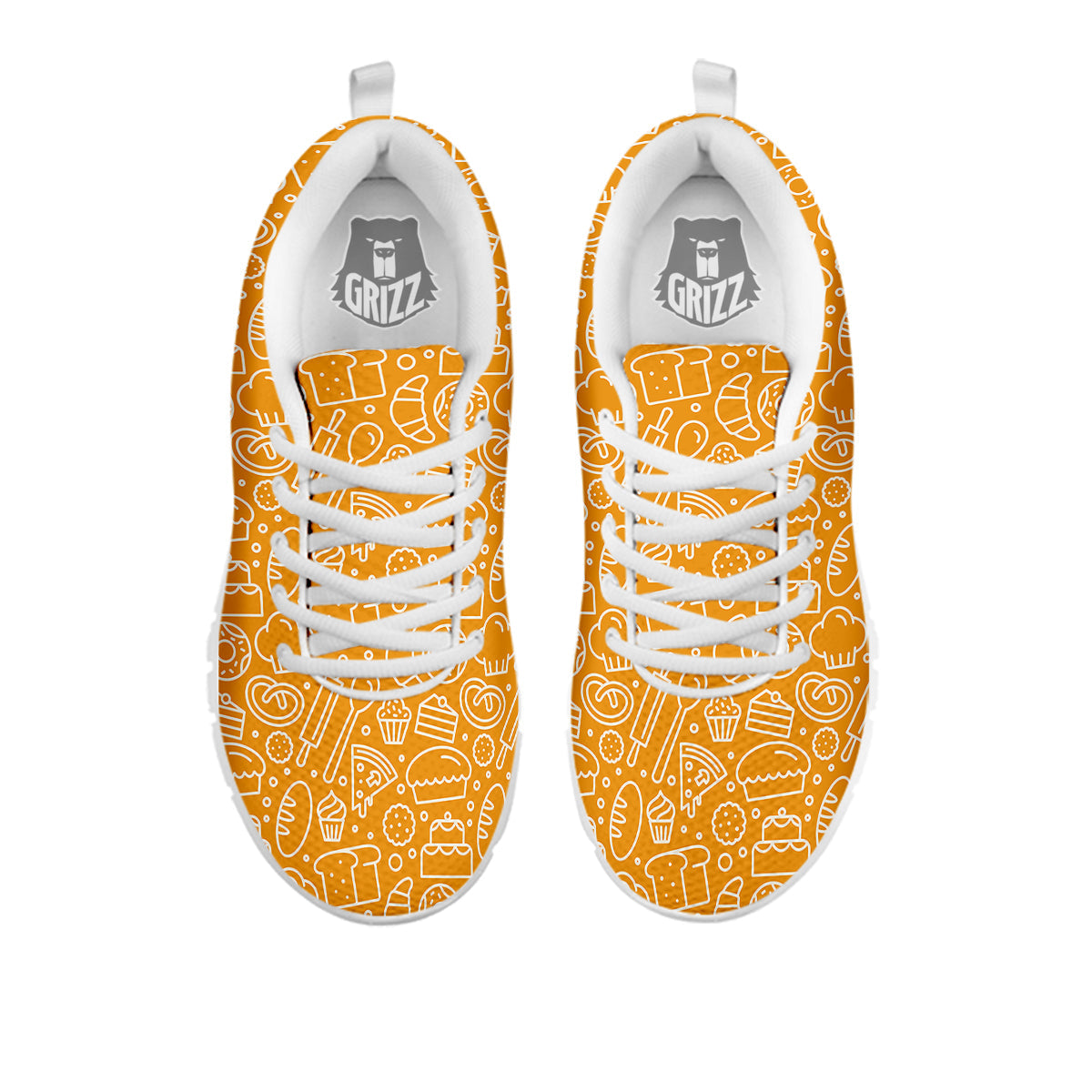 Bakery Yellow Print Pattern White Sneaker-grizzshop