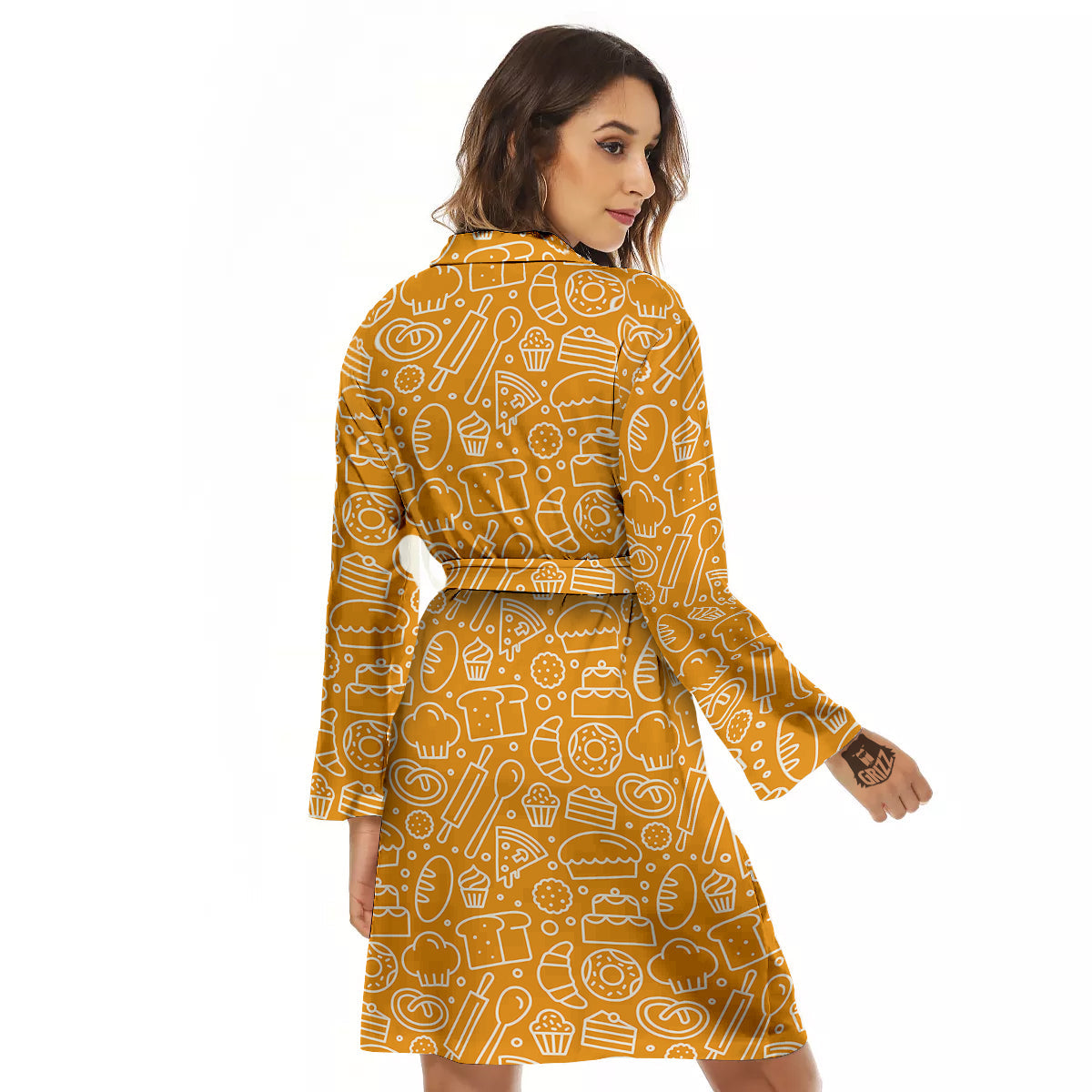 Bakery Yellow Print Pattern Women's Robe-grizzshop