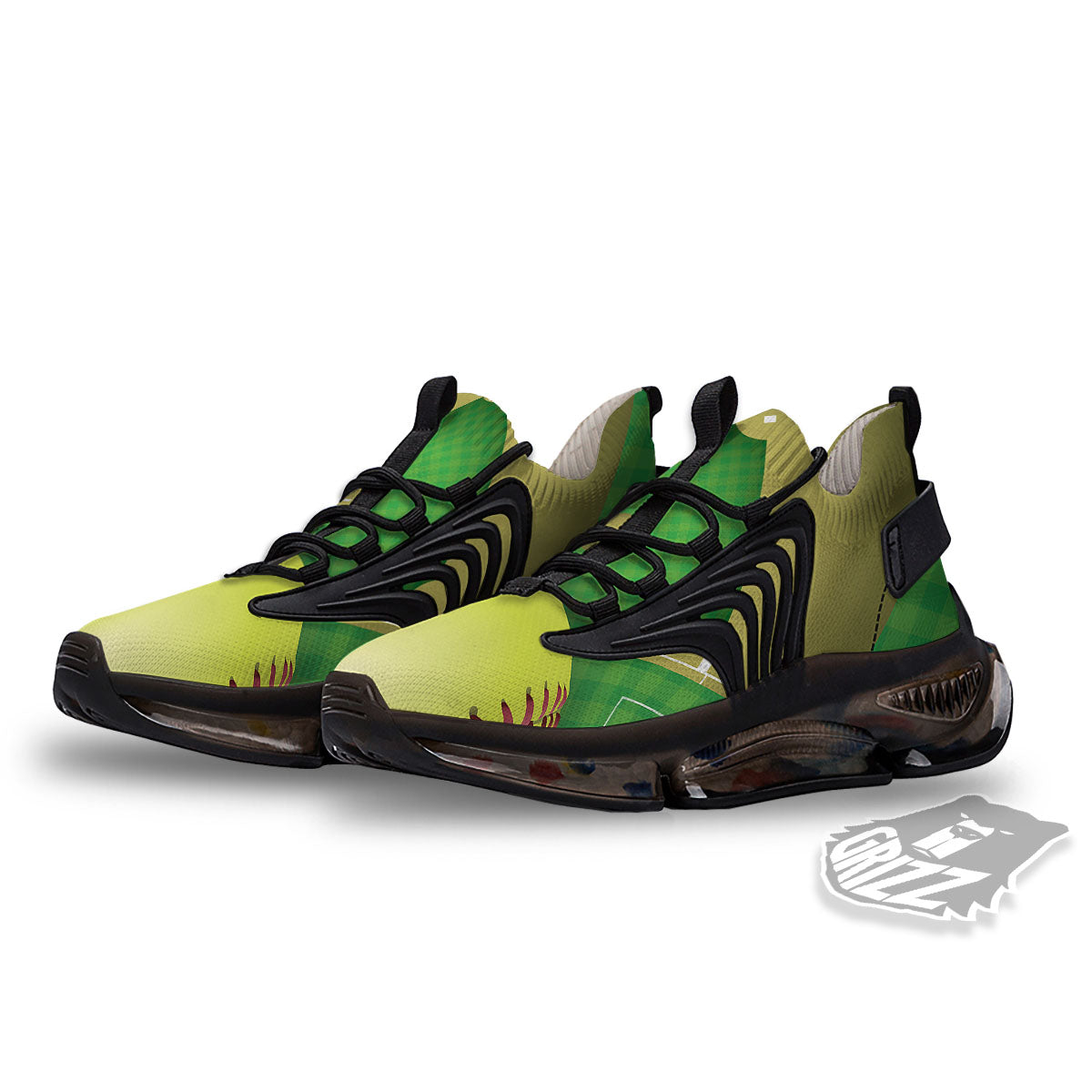Ball And Softball Field Print Black Gym Shoes-grizzshop