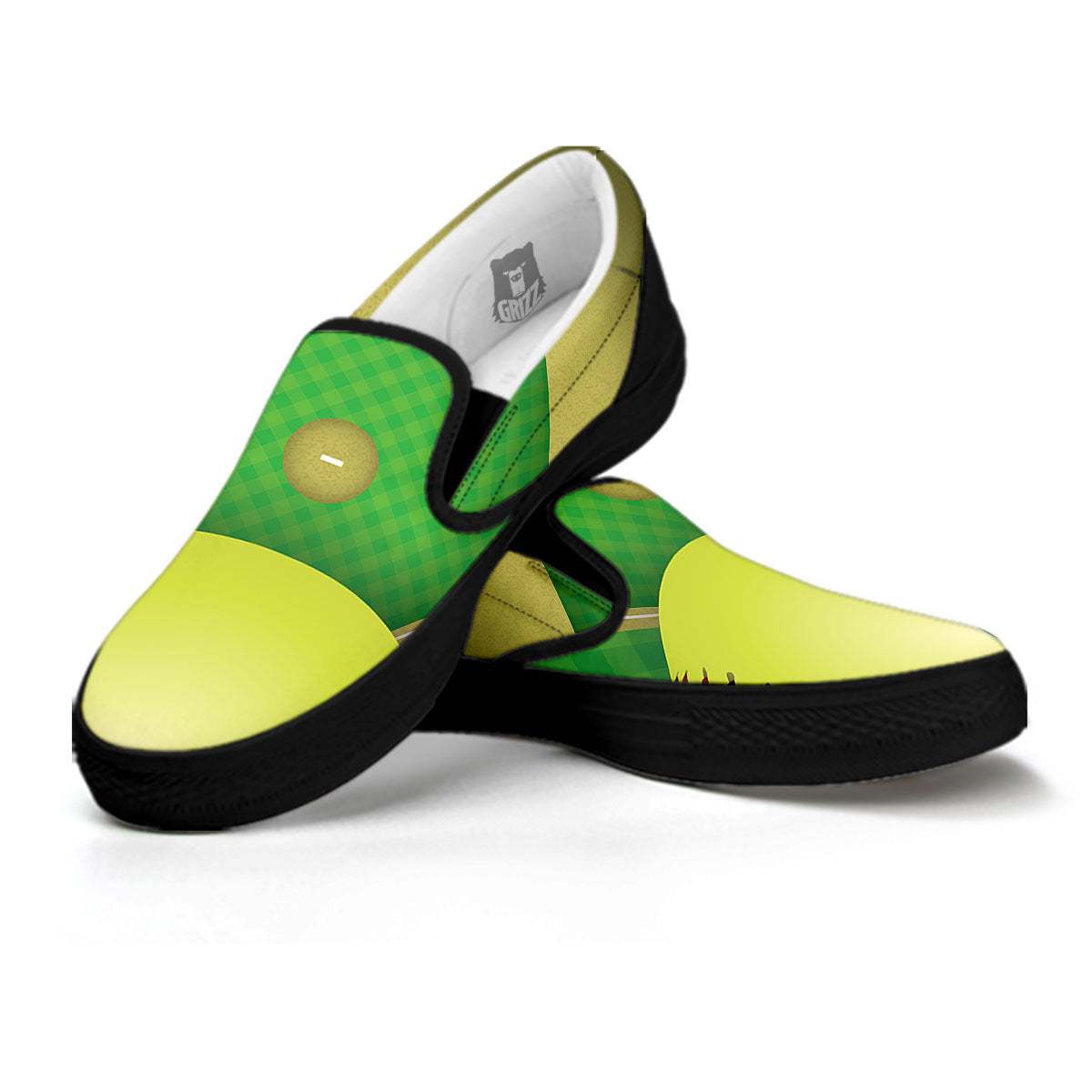 Ball And Softball Field Print Black Slip On Shoes-grizzshop