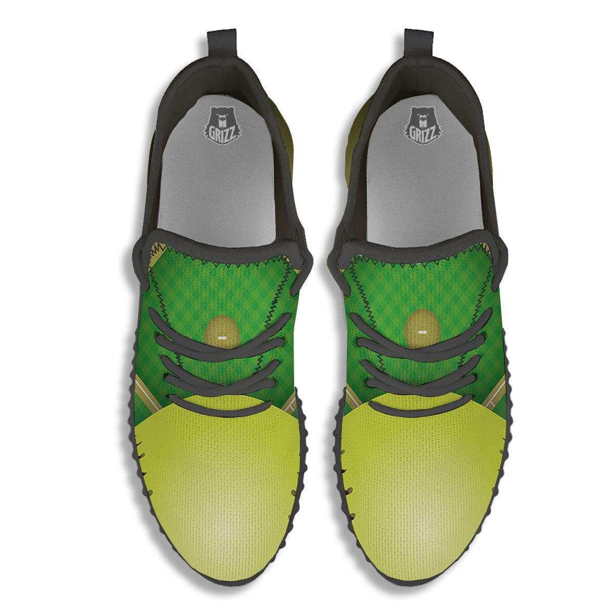 Ball And Softball Field Print Black Walking Shoes-grizzshop