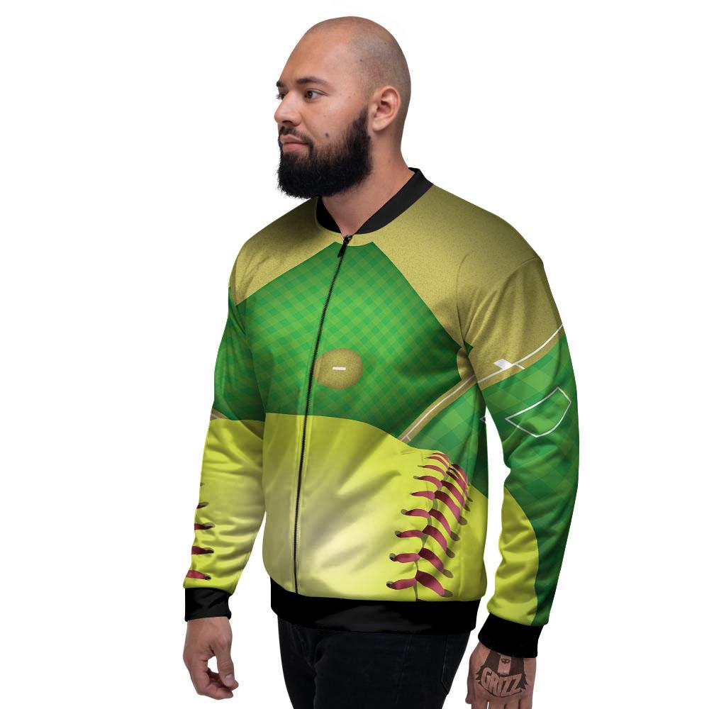 Ball And Softball Field Print Men's Bomber Jacket-grizzshop