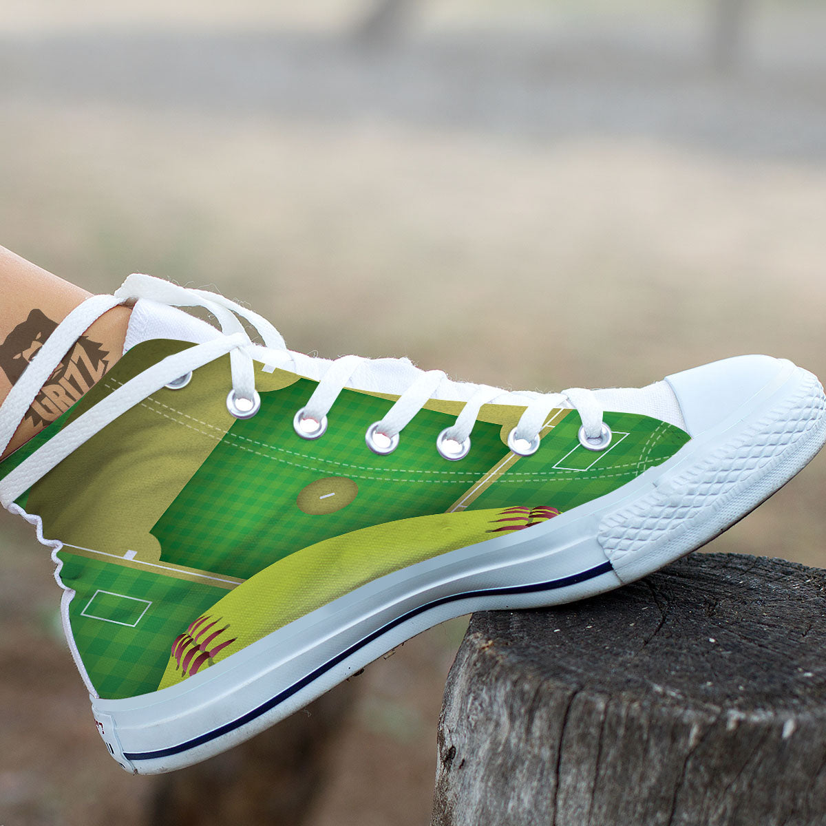 Ball And Softball Field Print White High Top Shoes-grizzshop