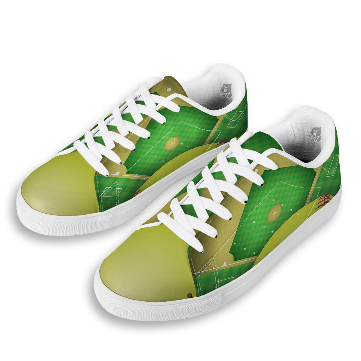 Ball And Softball Field Print White Low Top Sneakers-grizzshop