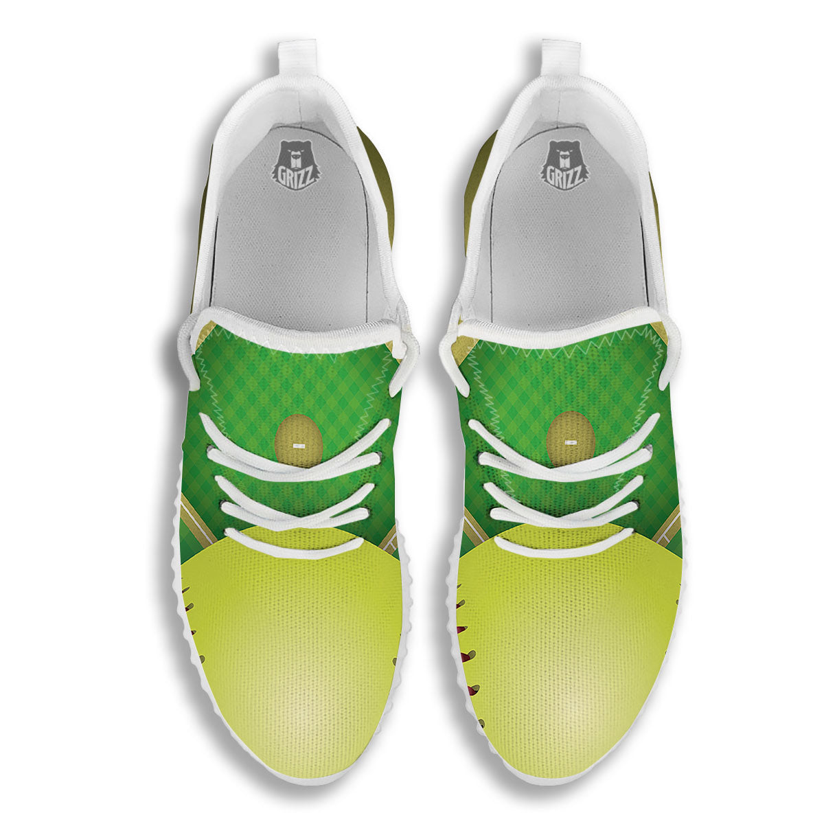 Ball And Softball Field Print White Walking Shoes-grizzshop