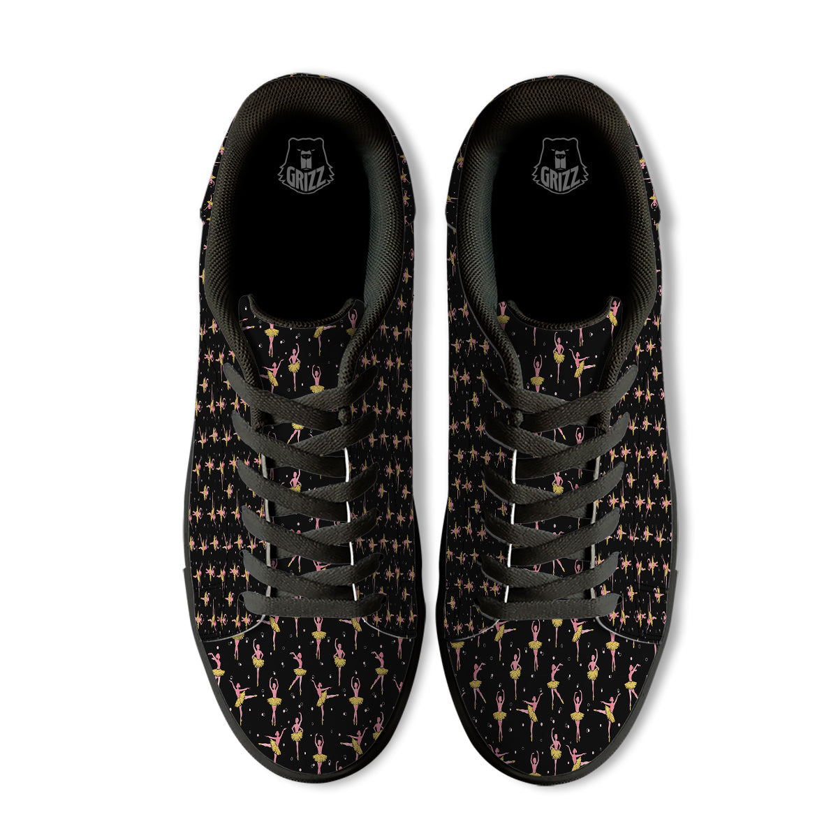 Ballet Dancing Print Pattern Black Low Top Sneakers-grizzshop