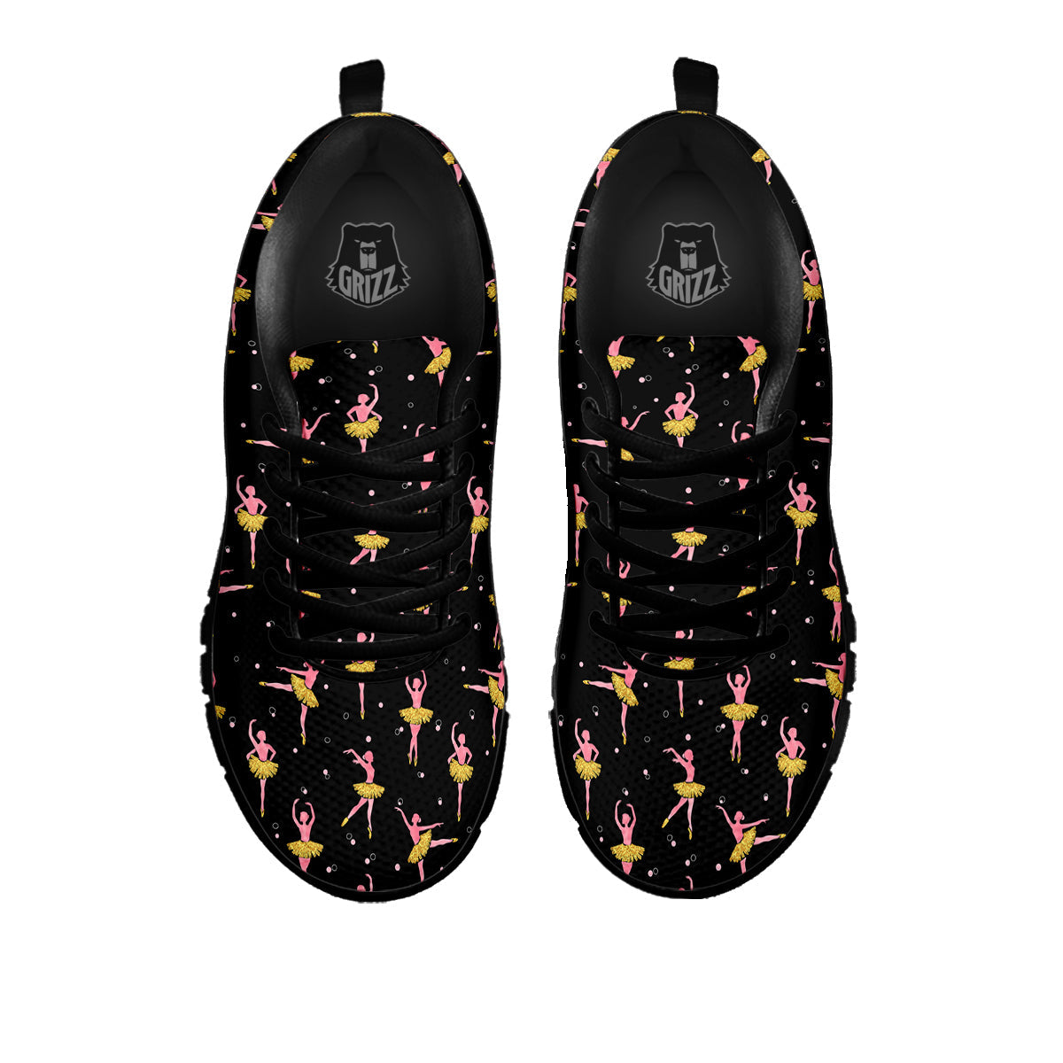 Ballet Dancing Print Pattern Black Sneaker-grizzshop